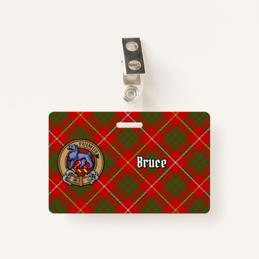 Clan Bruce Crest over Tartan Badge (Voorkant met clip)