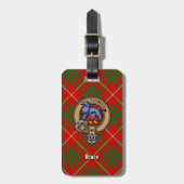 Clan Bruce Crest over Tartan Bagagelabel (Voorkant verticaal)