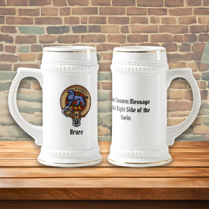 Clan Bruce Crest over Tartan Bierpul