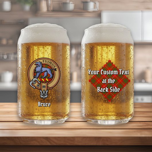 Clan Bruce Crest over Tartan Blikvorm Glas