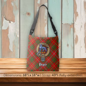 Clan Bruce Crest over Tartan Crossbody Tas