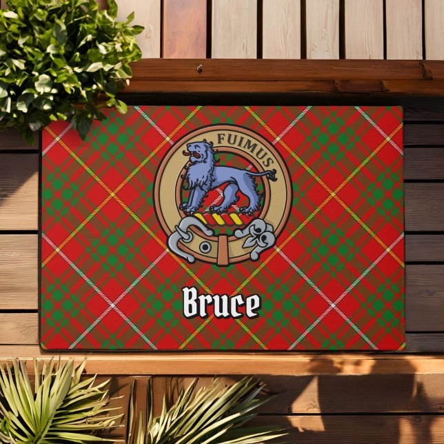 Clan Bruce Crest over Tartan Deurmat (Creator heeft geüpload)