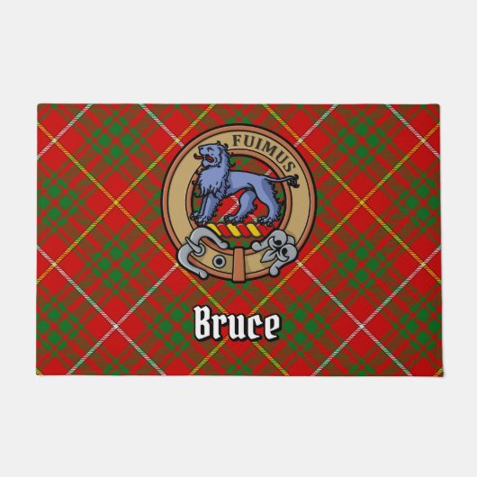 Clan Bruce Crest over Tartan Deurmat (Voorkant)