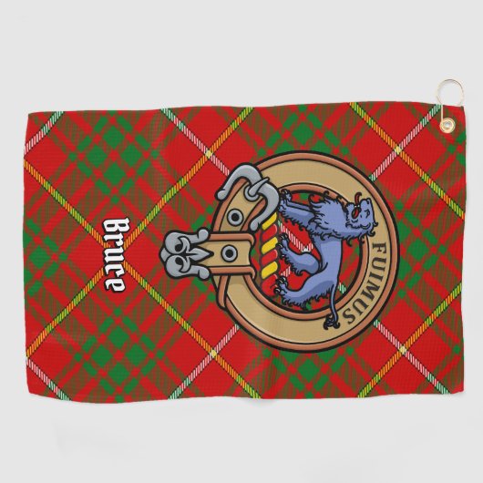 Clan Bruce Crest over Tartan Golfhanddoek (Horizontaal)