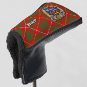 Clan Bruce Crest over Tartan Golfheadcover (3/4 voorkant)