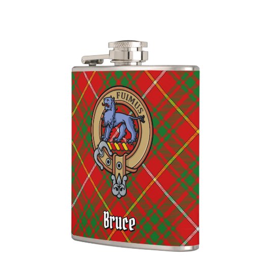 Clan Bruce Crest over Tartan Heupfles (Links)