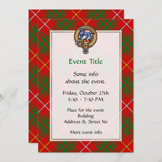 Clan Bruce Crest over Tartan Kaart (Voorkant / Achterkant)