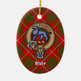 Clan Bruce Crest over Tartan Keramisch Ornament