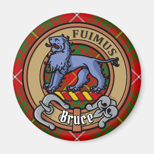 Clan Bruce Crest over Tartan Magneet (Voorkant)