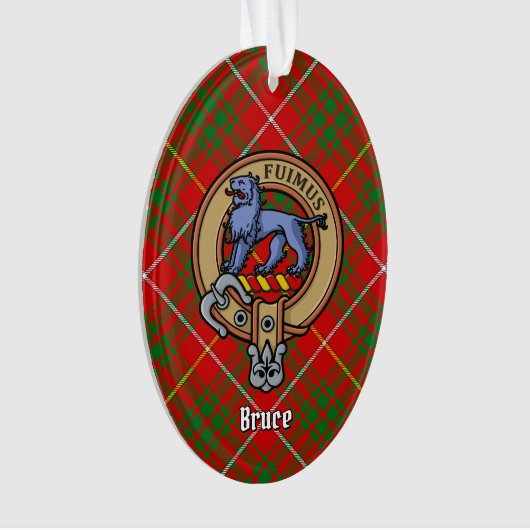Clan Bruce Crest over Tartan Ornament (voorkant)