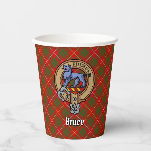 Clan Bruce Crest over Tartan Papieren Bekers (Voorkant)