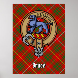 Clan Bruce Crest over Tartan Poster