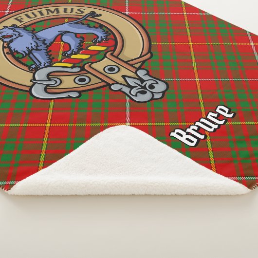 Clan Bruce Crest over Tartan Sherpa Deken (3/4)