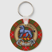 Clan Bruce Crest over Tartan Sleutelhanger (Voorkant)