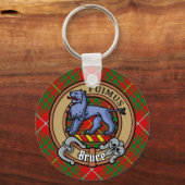 Clan Bruce Crest over Tartan Sleutelhanger (Voorkant)