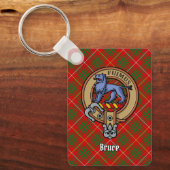 Clan Bruce Crest over Tartan Sleutelhanger (Voorkant)