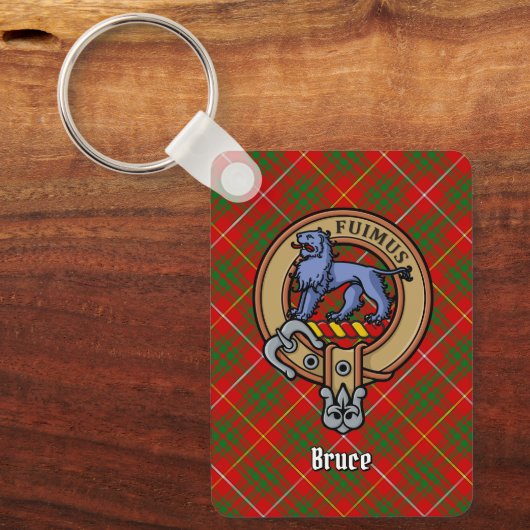 Clan Bruce Crest over Tartan Sleutelhanger (Voorkant)