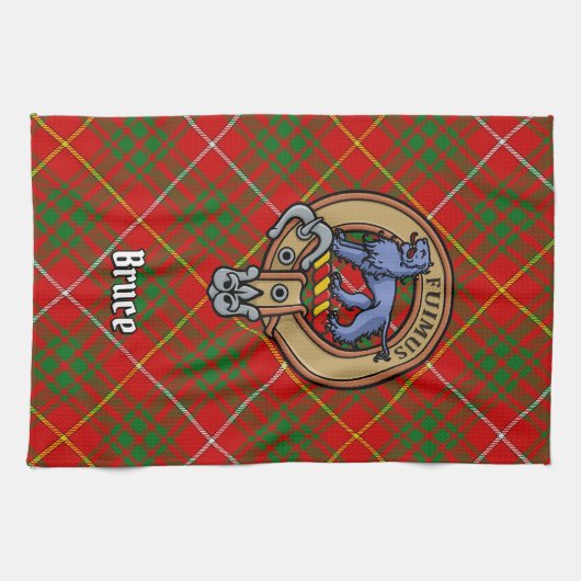 Clan Bruce Crest over Tartan Theedoek (Horizontaal)