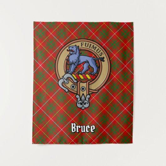 Clan Bruce Crest over Tartan Wandkleed (Voorkant)