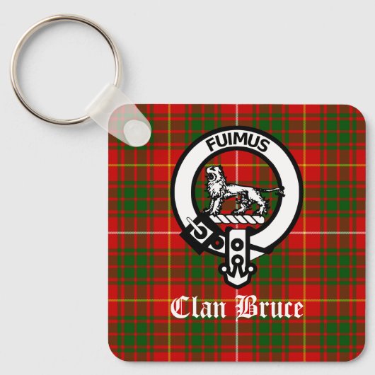Clan Bruce Crest Tartan Custom Sleutelhanger (Voorkant)