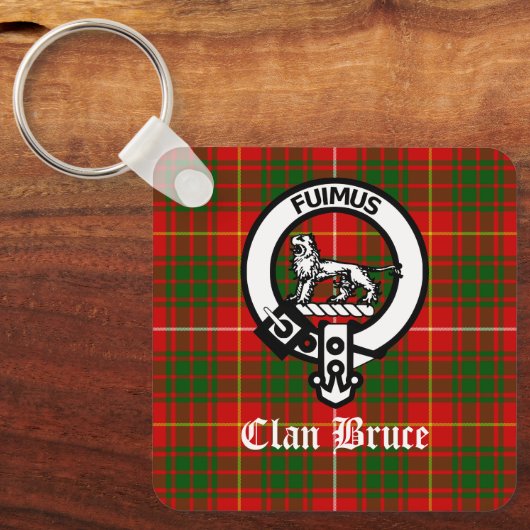 Clan Bruce Crest Tartan Custom Sleutelhanger (Voorkant)