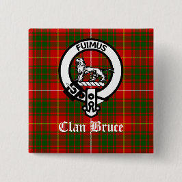 Clan Bruce Crest Tartan Custom Vierkante Button 5,1 Cm