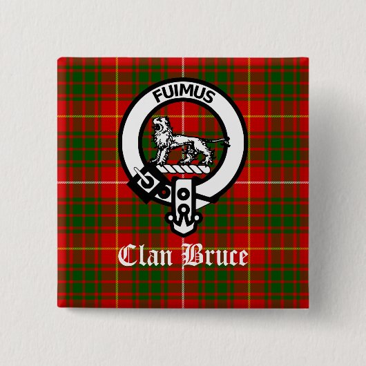 Clan Bruce Crest Tartan Custom Vierkante Button 5,1 Cm (Voorkant)