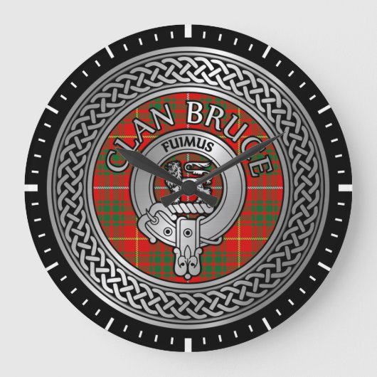 Clan Bruce Crest & Tartan Knot Grote Klok (Voorkant)