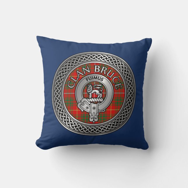 Clan Bruce Crest & Tartan Knot Kussen (Voorkant)