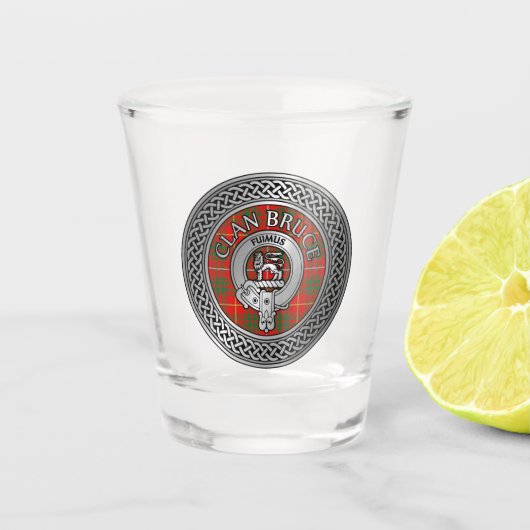 Clan Bruce Crest & Tartan Knot Shot Glas (Voorkant)