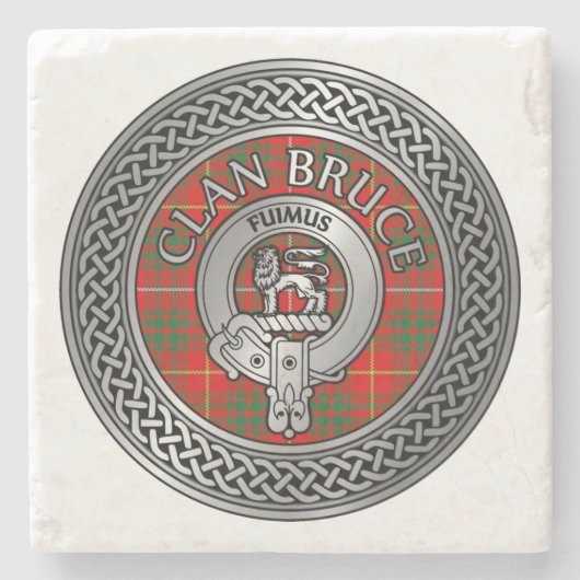 Clan Bruce Crest & Tartan Knot Stenen Onderzetter (Voorkant)