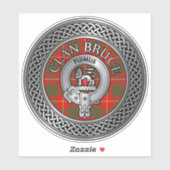Clan Bruce Crest & Tartan Knot Sticker (Vel)