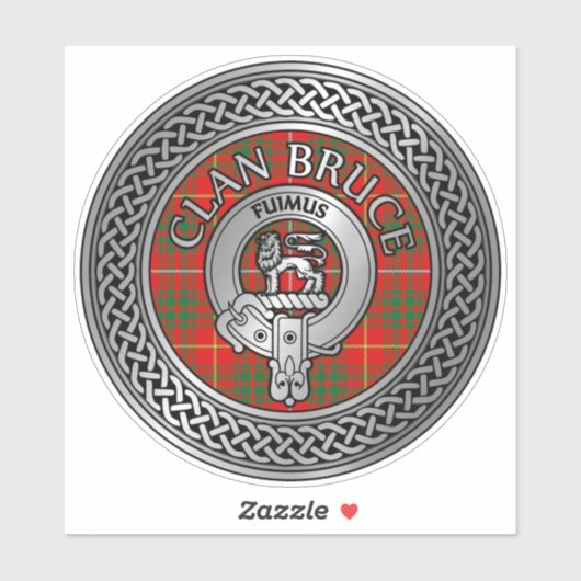 Clan Bruce Crest & Tartan Knot Sticker (Vel)