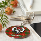Clan Bruce Crest Tartan Sleutelhanger (Zijkant)