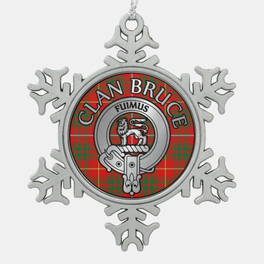 Clan Bruce Crest & Tartan Tin Sneeuwvlok Ornament (Voorkant)
