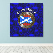Clan Bruce Tartan Knot & Flag Canvas Afdruk (Insitu (Houten vloer))