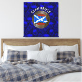 Clan Bruce Tartan Knot & Flag Canvas Afdruk (Insitu (Slaapkamer))