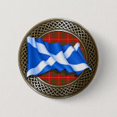 Clan Bruce Tartan Knot & Flag Ronde Button 5,7 Cm (Voorkant)