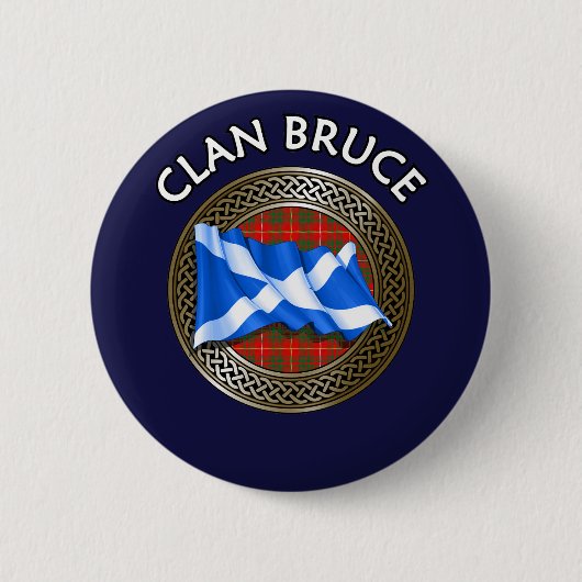 Clan Bruce Tartan Knot & Flag Ronde Button 5,7 Cm (Voorkant)