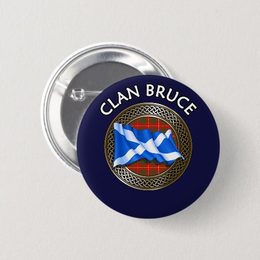 Clan Bruce Tartan Knot & Flag Ronde Button 5,7 Cm (Voorkant /achterkant)