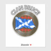 Clan Bruce Tartan Knot & Flag Sticker (Vel)
