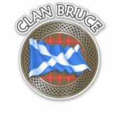 Clan Bruce Tartan Knot & Flag Sticker (Voorkant)