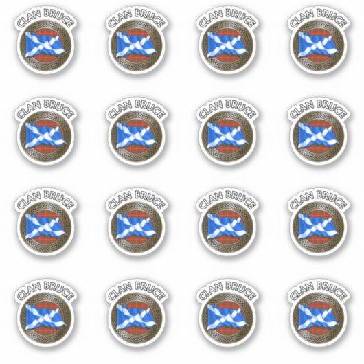 Clan Bruce Tartan Knot & Flag Sticker (Voorkant)