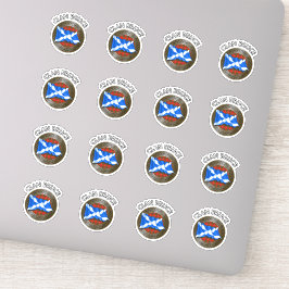 Clan Bruce Tartan Knot & Flag Sticker