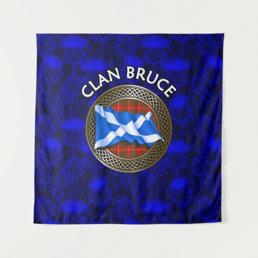 Clan Bruce Tartan Knot & Flag Wandkleed (Voorkant)