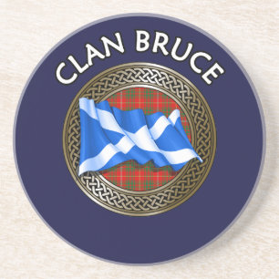 Clan Bruce Tartan Knot & Flag Zandsteen Onderzetter