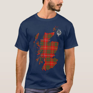 Clan Bruce Tartan Map & Crest T-shirt