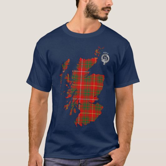 Clan Bruce Tartan Map & Crest T-shirt (Voorkant)