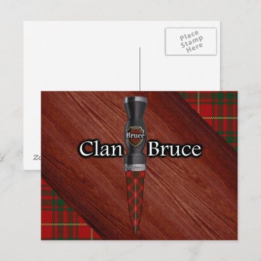 Clan Bruce Tartan Sgian Dubh Blade Briefkaart (Voorkant / Achterkant)