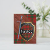 Clan Bruce Tartan Sword & Shield Briefkaart (Staand voorkant)